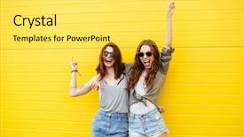  Presentation with yellow and teal design no picture - PPT theme having picture of two young cheerful background and a  colored foreground