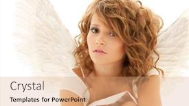  Presentation with teenage girl - Slide set consisting of picture of unhappy teenage angel girl over white background and a coral colored foreground