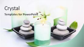  Presentation with flower candles - Presentation design consisting of picture of white lily flower candles pebble stones isolated on white background beauty salon luxury spa resort alternative treatment zen balance aroma therapy wellness and wellbeing concept background and a sky blue colored foreground