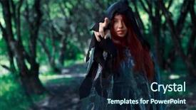  Presentation with dark tealout picture - Theme consisting of picture of witch in cloak background and a navy blue colored foreground