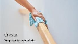  Presentation with steps - PPT layouts enhanced with picture-of-woman-cleaning-stair background and a light gray colored foreground