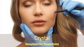  Presentation with beautician - Cool new PPT theme with picture of woman face and beautician hands with pencil backdrop and a tawny brown colored foreground