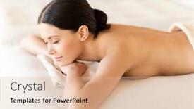  Presentation with spa salon - Amazing slide deck having picture-of-woman-in-spa backdrop and a lemonade colored foreground