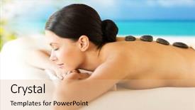  Presentation with spa salon - Presentation theme having picture of woman in spa background and a coral colored foreground
