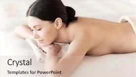  Presentation with spa salon - Presentation consisting of picture of woman in spa salon lying on the massage desk background and a lemonade colored foreground