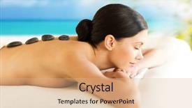  Presentation with spa salon - PPT layouts featuring picture of woman in spa background and a coral colored foreground