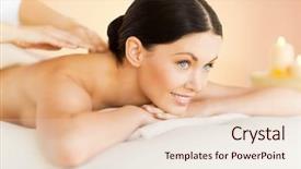  Presentation with salon and spa - PPT theme enhanced with picture of woman in spa salon getting massage background and a lemonade colored foreground