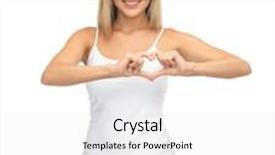  Presentation with tank - Cool new PPT theme with picture of woman in white tank showing heart shape with hands backdrop and a sky blue colored foreground