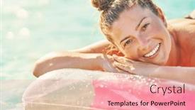  Presentation with mattress - PPT layouts with picture-of-woman-on-mattress background and a coral colored foreground