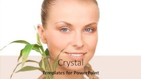  Presentation with sprout - Slide deck having picture-of-woman-with-sprout background and a coral colored foreground