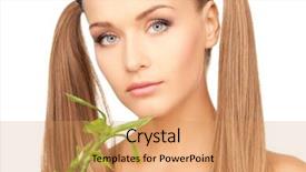  Presentation with sprout - Audience pleasing PPT theme consisting of picture of woman with sprout over white backdrop and a coral colored foreground