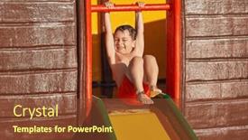  Presentation with aqua - Presentation design enhanced with picture-of-young-boy-playing background and a tawny brown colored foreground