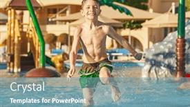  Presentation with aqua - Slide deck with picture-of-young-boy-playing background and a seafoam green colored foreground