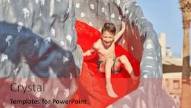  Presentation with aqua - Presentation theme with picture-of-young-boy-playing background and a red colored foreground