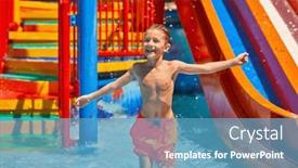  Presentation with aqua - Presentation design having picture-of-young-boy-playing background and a teal colored foreground