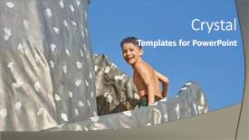  Presentation with aqua - PPT theme with picture-of-young-boy-playing background and a teal colored foreground