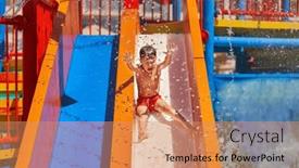  Presentation with aqua - Slide set featuring picture-of-young-boy-playing background and a coral colored foreground