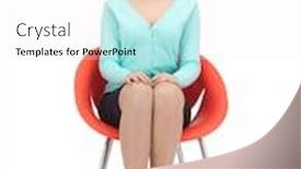  Presentation with software engineering picture - PPT theme with picture of young businesswoman sitting in chair background and a white colored foreground