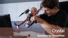  Presentation with software engineering picture - Slide deck with picture of young engineer mending background and a tawny brown colored foreground