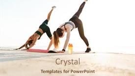  Presentation with women making - Cool new PPT theme with picture-of-young-gorgeous-fitness backdrop and a lemonade colored foreground