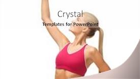  Presentation with steel - Amazing PPT theme having picture of young sporty woman lifting steel dumbbell backdrop and a white colored foreground