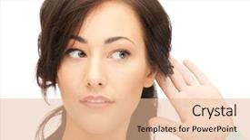  Presentation with lactation young woman breastfeeding - Slide set consisting of picture of young woman listening background and a lemonade colored foreground