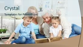  Presentation with photo album - Cool new presentation with grandparents looking at photo album backdrop and a sky blue colored foreground