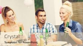  Presentation with barbecue - Cool new theme with picture presenting group of friends having barbecue party backdrop and a lemonade colored foreground