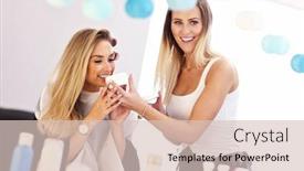  Presentation with hair salon - Theme featuring picture showing adult woman at the hair salon background and a lemonade colored foreground