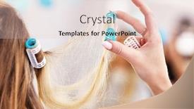  Presentation with hair salon - Theme consisting of picture showing adult woman at the hair salon background and a lemonade colored foreground