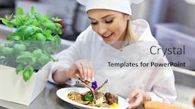  Presentation with busy work - Slide deck with picture-showing-busy-chef background and a light gray colored foreground