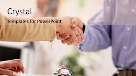  Presentation with hotel - Slide set featuring picture showing handshake in hotel background and a lemonade colored foreground