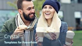  Presentation with dating - PPT layouts enhanced with picture showing happy young couple dating in the city background and a ocean colored foreground