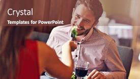  Presentation with dating - Beautiful theme featuring picture showing romantic couple dating in restaurant backdrop and a tawny brown colored foreground