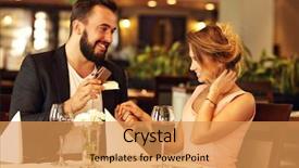  Presentation with young man and a woman - Presentation theme having picture showing young man proposing background and a yellow colored foreground