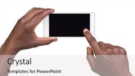  Presentation with smart - Audience pleasing PPT layouts consisting of picture using a smart phone backdrop and a light gray colored foreground