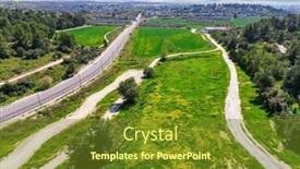  Presentation with dirt roads - PPT theme having picture-was-taken background and a tawny brown colored foreground