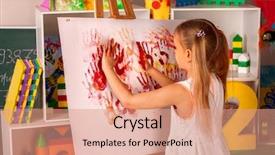  Presentation with free school - Cool new theme with picture with prints of children backdrop and a coral colored foreground