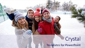  Presentation with ice rink - Presentation having picture with smartphone selfie stick background and a sky blue colored foreground