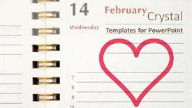  Presentation with valentines day - PPT theme featuring pictured-heart-in-notebook-valentines background and a cream colored foreground