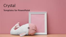  Presentation with room - Slide deck having baby pictures - child's room interior details background and a coral colored foreground