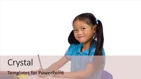  Presentation with education love - Presentation theme enhanced with pictures diverse kids playing - young girl paints a picture background and a soft green colored foreground