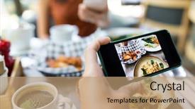  Presentation with analysis risk top view - Audience pleasing slide deck consisting of pictures food - top view of people using backdrop and a coral colored foreground