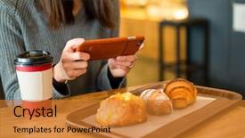  Presentation with let your dreams take flight - Beautiful PPT layouts featuring pictures food - woman take photo on her backdrop and a  colored foreground