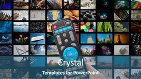  Presentation with advertising - Slide set enhanced with pictures of smart television background and a ocean colored foreground