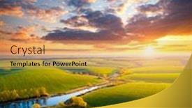  Presentation with earth land - Colorful presentation enhanced with picturesque-aerial-photography-of-agrarian backdrop and a coral colored foreground