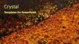  Presentation with woods - Audience pleasing presentation theme consisting of picturesque-aerial-view-of-overhead backdrop and a wine colored foreground