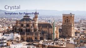  Presentation with granada - Slide set having picturesque-albaicin-district-in-granada background and a sky blue colored foreground