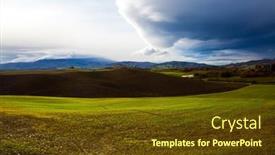  Presentation with rural tourism concept - Presentation theme featuring picturesque-and-legendary-tuscany-storm background and a tawny brown colored foreground