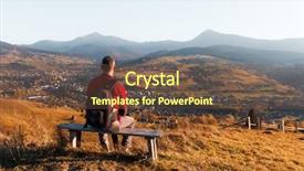  Presentation with wooden cross against the sky - PPT layouts having picturesque autumn landscape with foggy background and a tawny brown colored foreground